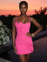Jersey Bodycon Spaghetti Straps Homecoming Dresses with 3D Flowers
