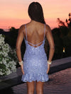 Laces Bodycon Spaghetti Straps Homecoming Dresses with Lace Applique