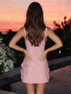 Cotton Sheath Square Neck Homecoming Dresses with 3D Flowers