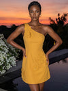Cotton Sheath One Shoulder Homecoming Dresses with 3D Flowers