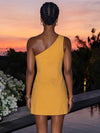 Cotton Sheath One Shoulder Homecoming Dresses with 3D Flowers