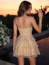 Chiffon A-Line Spaghetti Straps Homecoming Dresses with Polka Dot
