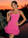 Jersey Bodycon Square Neck Homecoming Dresses with Ruffles