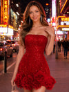 Bodycon Strapless Homecoming Dresses with 3D Flowers