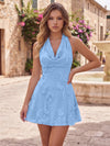 Chiffon A-Line Halter Homecoming Dresses with 3D Flowers