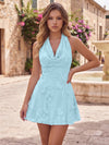 Chiffon A-Line Halter Homecoming Dresses with 3D Flowers