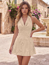 Chiffon A-Line Halter Homecoming Dresses with 3D Flowers