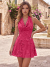 Chiffon A-Line Halter Homecoming Dresses with 3D Flowers
