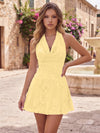 Chiffon A-Line Halter Homecoming Dresses with 3D Flowers