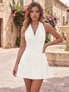 Chiffon A-Line Halter Homecoming Dresses with 3D Flowers