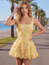 Tulle A-Line Square Neck Homecoming Dresses with 3D Flowers