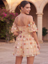 Tulle A-Line Off Shoulder Homecoming Dresses with 3D Flowers