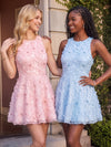 Chiffon A-Line Crew Neck Homecoming Dresses with All-Over Beaded