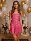 Tulle A-Line Spaghetti Straps Homecoming Dresses with Sequin