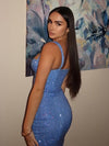 Glitter Square Sequin Bodycon Spaghetti Straps Homecoming Dresses
