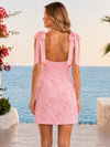 Jersey Sheath Square Neck Homecoming Dresses with 3D Flowers