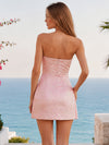 Jacquard Bodycon Strapless Homecoming Dresses with Floral