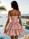 Jacquard A-Line Off Shoulder Homecoming Dresses with Corset Bodice