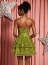 Sequin A-Line Sweetheart Homecoming Dresses with Tiered Ruffle