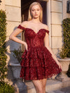 Mesh A-Line Off Shoulder Homecoming Dresses with Sequin Applique