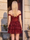 Mesh A-Line Off Shoulder Homecoming Dresses with Sequin Applique