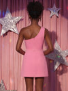 Jersey A-Line One Shoulder Homecoming Dresses with 3D Flowers