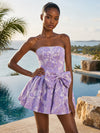Jacquard A-Line Strapless Homecoming Dresses with Beaded