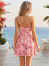 Chiffon A-Line Spaghetti Straps Homecoming Dresses with Floral Print