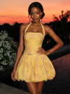 Tulle A-Line Halter Homecoming Dresses with Floral Embroidery