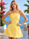 Jersey A-Line Strapless Homecoming Dresses with 3D Flowers