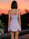 Jacquard A-Line Square Neck Homecoming Dresses with Bow