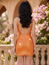 Sequin Bodycon V Neck Homecoming Dresses with Pleated