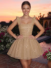 Tulle A-Line Square Neck Homecoming Dresses with Pleated