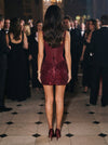Sequins Bodycon U-Neck Mini Party Dresses with Corset Bodice