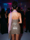 Sequins Bodycon Strapless Mini Party Dresses with Leopard Print