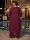 Chiffon Pantsuit Crew Neck Plus Size with Ruffles