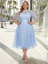Laces A-Line High Neck Plus Size Dresses with Floral Lace Embroidery