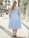 Laces A-Line High Neck Plus Size Dresses with Floral Lace Embroidery