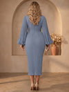 Chiffon Bodycon Crew Neck Plus Size Dresses with Delicate Pleated