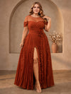 Chiffon A-Line Crew Neck Plus Size Dresses with 3D Flowers