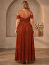 Chiffon A-Line Crew Neck Plus Size Dresses with 3D Flowers
