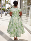 Jacquard A-Line Crew Neck Plus Size Dresses with Belt