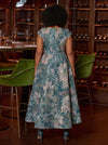 Jacquard A-Line V Neck Plus Size Dresses with Belt