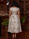 Jacquard A-Line Crew Neck Plus Size Dresses with 3D Flowers