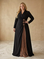 Jersey A-Line Notched Lapel Blazer Collar Maxi Plus Size Dresses with Delicate Pleated