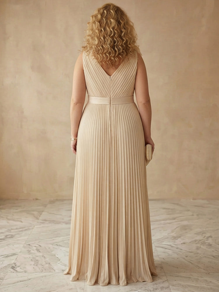 Chiffon A-Line V Neck Maxi Plus Size Dresses with 3D Flowers