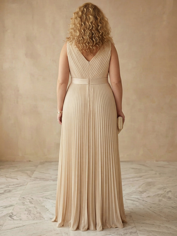 Chiffon A-Line V Neck Maxi Plus Size Dresses with 3D Flowers