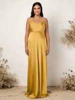 Satin Spaghetti Straps A Line Formal Dresses