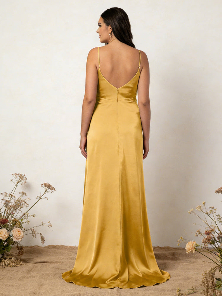 Satin Spaghetti Straps A Line Formal Dresses