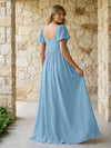 Off the Shoulder Chiffon Ruffles Formal Dresses with Slit